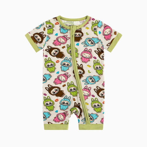 Fashion Dolls Baby Bamboo Short Zipper Romper Pajamas