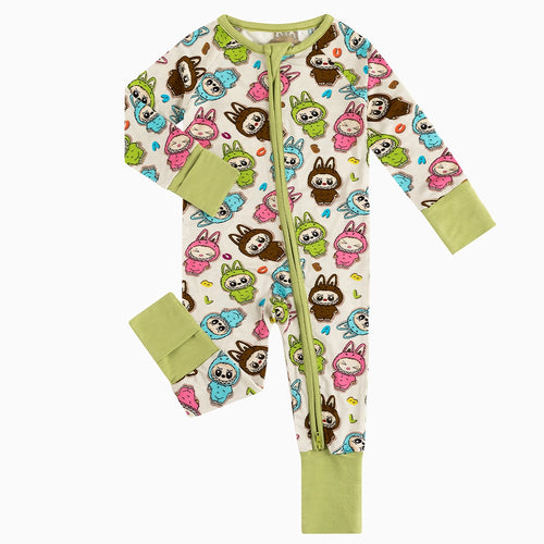 Fashion Dolls Baby Bamboo Zipper Romper Pajamas