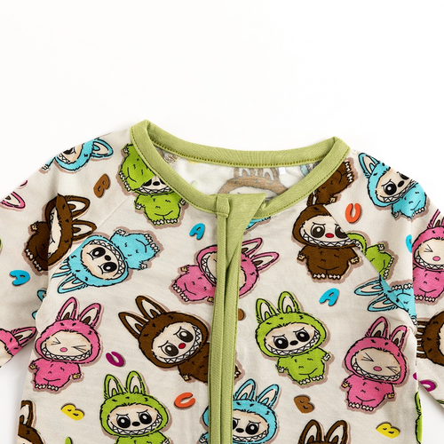 Fashion Dolls Baby Bamboo Zipper Romper Pajamas