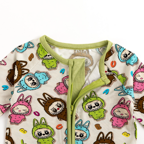 Fashion Dolls Baby Bamboo Zipper Romper Pajamas