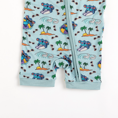 Ocean Surfing Experiment 626 Baby Bamboo Short Zipper Romper Pajamas