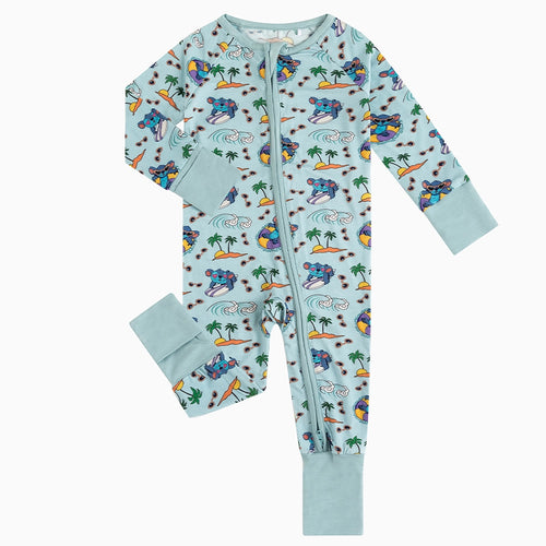 Ocean Surfing Experiment 626 Baby Bamboo Zipper Romper Pajama