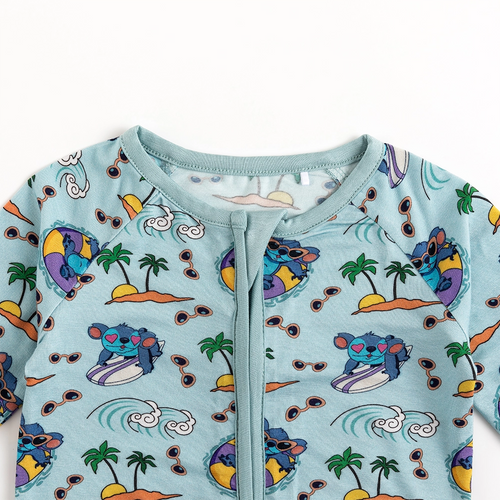 Ocean Surfing Experiment 626 Baby Bamboo Zipper Romper Pajama