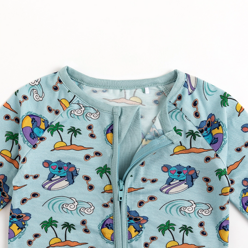 Ocean Surfing Experiment 626 Baby Bamboo Zipper Romper Pajama