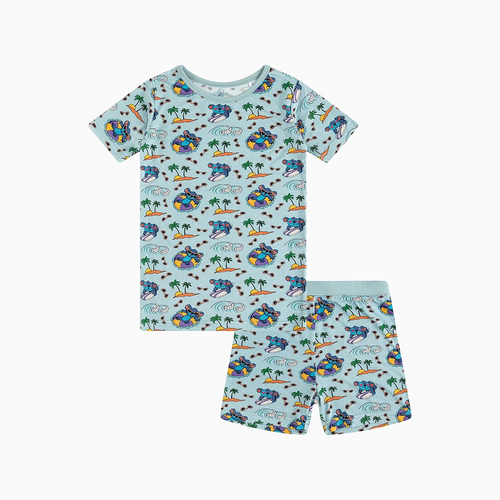 Ocean Surfing Experiment 626 Kids Bamboo Short Two-Piece Pajama Set