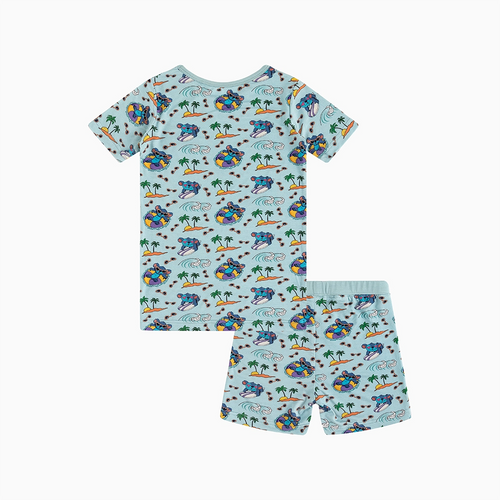 Ocean Surfing Experiment 626 Kids Bamboo Short Two-Piece Pajama Set