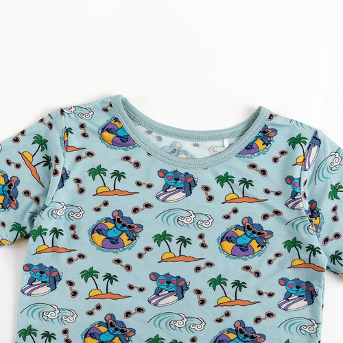 Ocean Surfing Experiment 626 Kids Bamboo Short Two-Piece Pajama Set