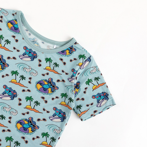 Ocean Surfing Experiment 626 Kids Bamboo Short Two-Piece Pajama Set