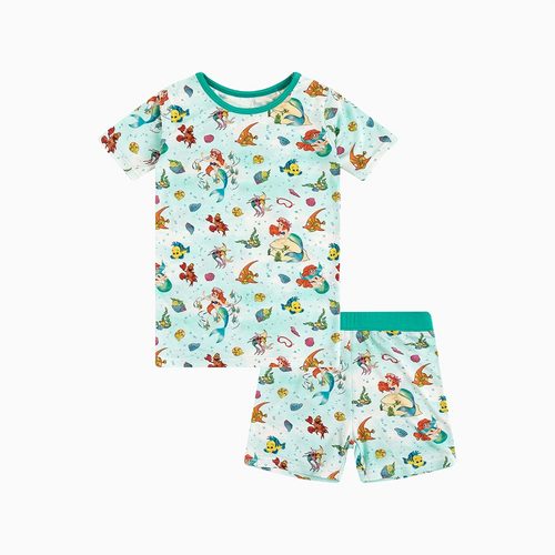 Mermaid Ocean Life Kids Bamboo Short Two-Piece Pajama Set