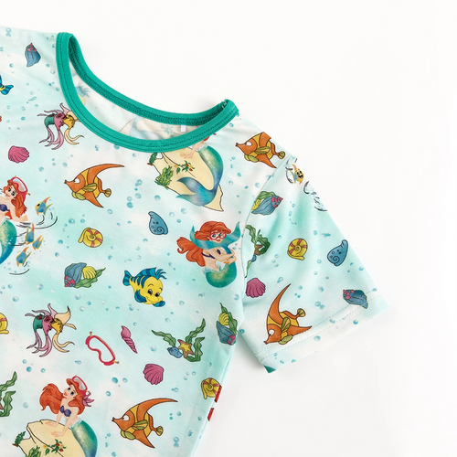 Mermaid Ocean Life Kids Bamboo Short Two-Piece Pajama Set