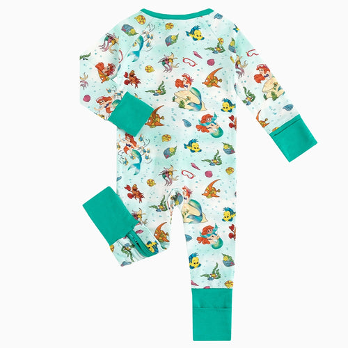 Mermaid Ocean Life Baby Bamboo Zipper Romper Pajamas