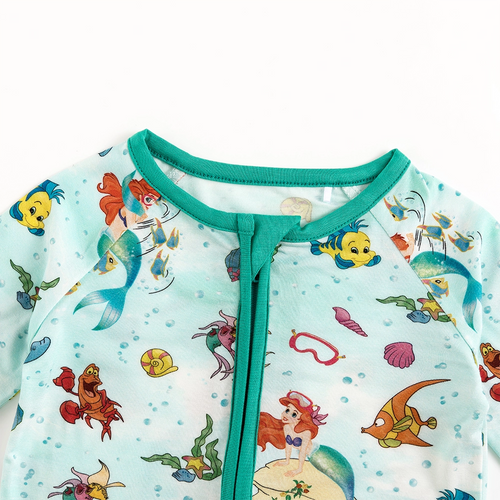 Mermaid Ocean Life Baby Bamboo Zipper Romper Pajamas