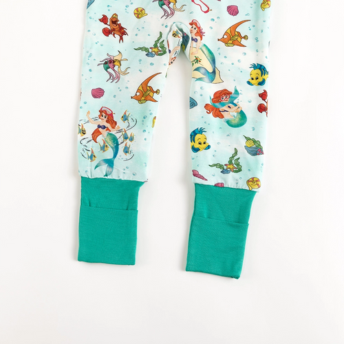 Mermaid Ocean Life Baby Bamboo Zipper Romper Pajamas
