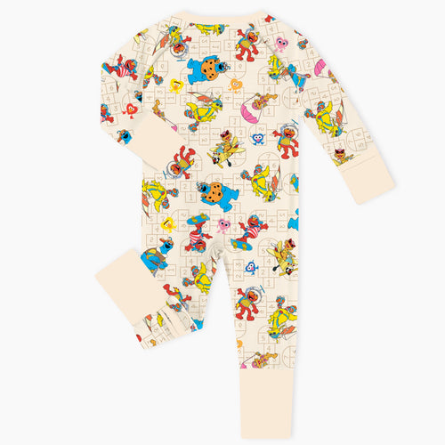 Sesame Sport Baby Bamboo Beige Zipper Romper Pajamas