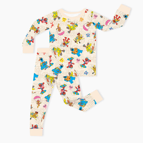 Sesame Sports Kid Bamboo Beige Two-Piece Pajama Set