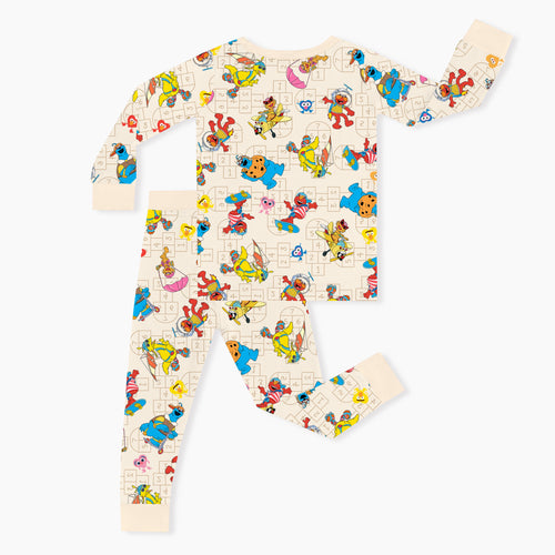 Sesame Sports Kid Bamboo Beige Two-Piece Pajama Set