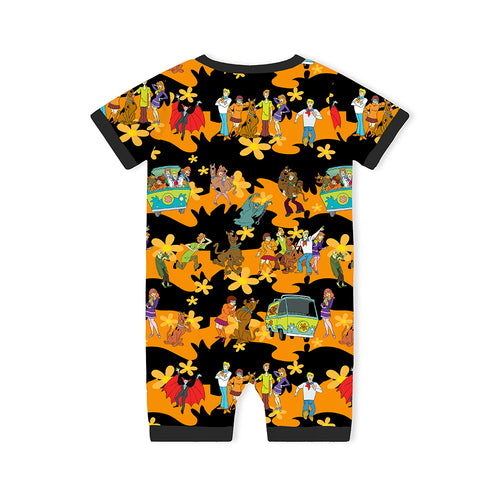 Mystery Adventure Great Dane Dog Baby Bamboo Short Zipper Romper Pajamas