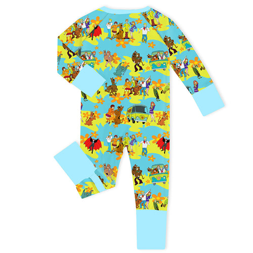 Mystery Adventure Great Dane Dog Blue Baby Bamboo Zipper Romper Pajama