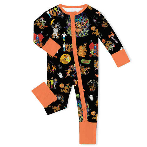 Halloween Mystery Great Dane Dog Baby Bamboo Zipper Romper Pajama