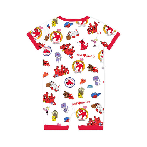 Big Red Dog Baby Bamboo Short Zipper Romper Pajamas