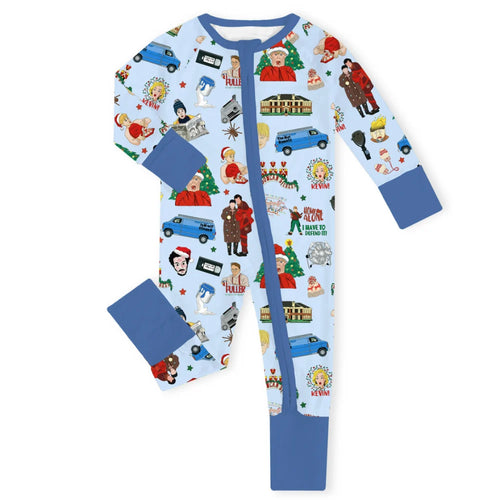 Christmas Home Defender and Gift Parade Baby Bamboo Zipper Romper Pajamas