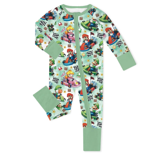 Super Racing Baby Bamboo Zipper Romper Pajamas