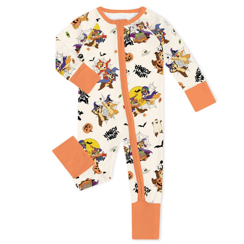 Halloween Magic Squirrel Baby Bamboo Zipper Romper Pajamas
