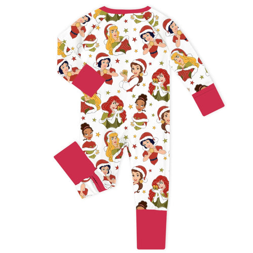 Christmas Red Princess Baby Bamboo Zipper Romper Pajamas