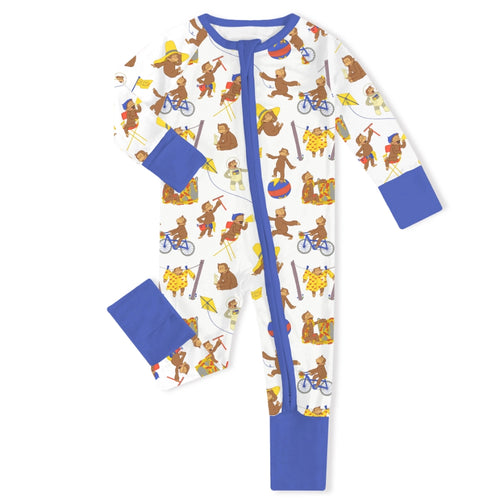 Curious Monkey Baby Bamboo Zipper Romper Pajamas