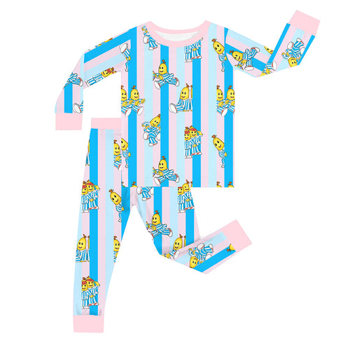 FancyPrince Striped Banana Kid Bamboo Two-Piece Pajama Set