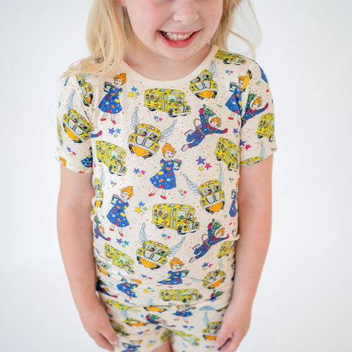 Magic Adventure School Bus Kids Bamboo Short Two-Piece Pajama Set