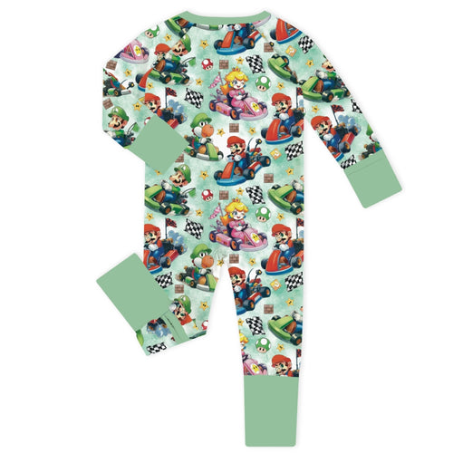 Super Racing Baby Bamboo Zipper Romper Pajamas