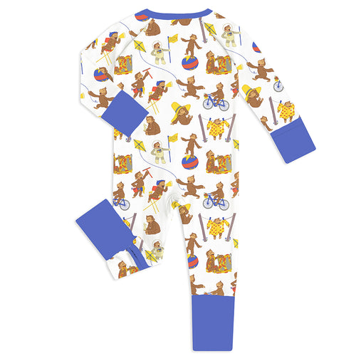 Curious Monkey Baby Bamboo Zipper Romper Pajamas