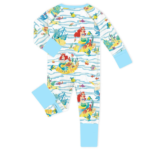 Mermaid Friends Ocean Life Baby Bamboo Zipper Romper Pajamas