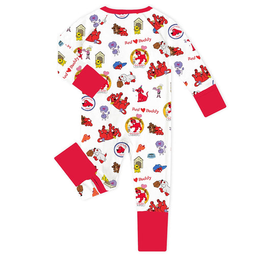 Big Red Dog Baby Bamboo Zipper Romper Pajamas