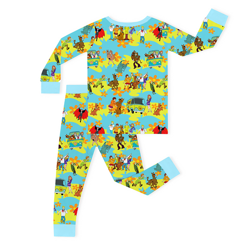 Mystery Adventure Great Dane Dog Blue Kids Bamboo Two-Piece Pajama Set