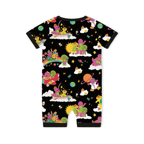 Tyrannosaurus Rex And Friends Baby Bamboo Short Zipper Romper Pajamas