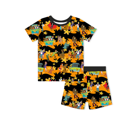 سباق Car Cartoon Kids Bamboo Short Pajama Set