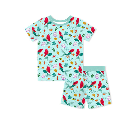 Little Mermaid Kids Bamboo Short Two-Piece Pajama Set