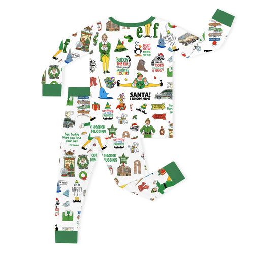 Christmas Little Green Elf Stage Kids Bamboo Two-Piece Pajama Set