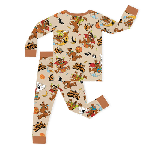 Halloween Mystery Great Dane Dog Pumpkin Kids Bamboo Two-Piece Pajama Set