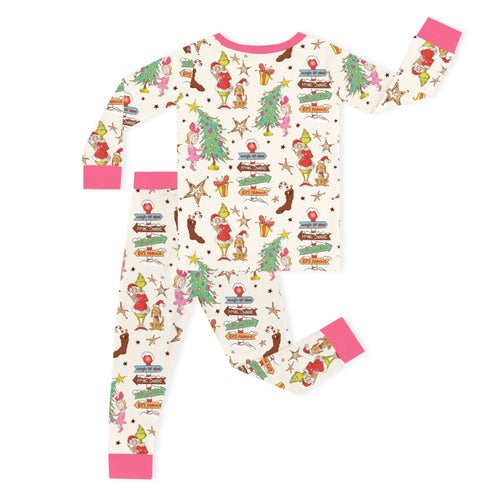 Christmas Green Face Wonderland Kids Bamboo Two-Piece Pajama Set