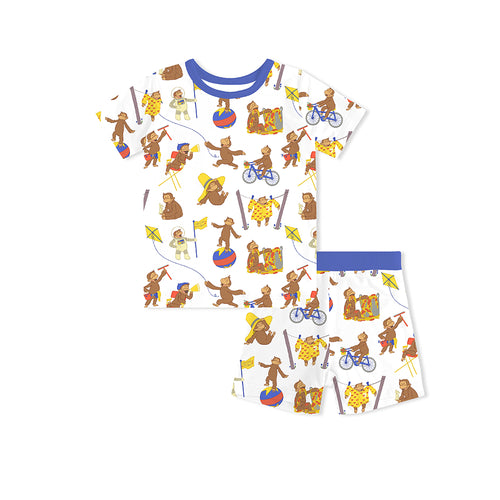 Curious Monkey Kids Bamboo Short Two-Piece Pajama Set