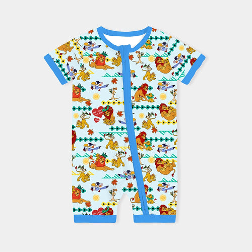 Lion Baby Bamboo Short Zipper Romper Pajamas