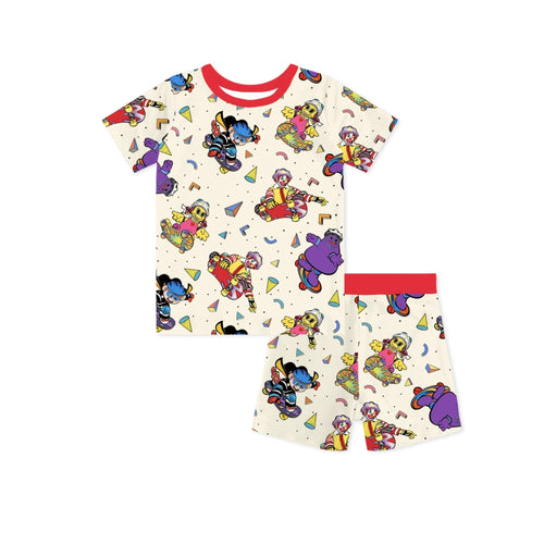 Hamburger Land Skateboard Kids Bamboo Short Two-Piece Pajama Set