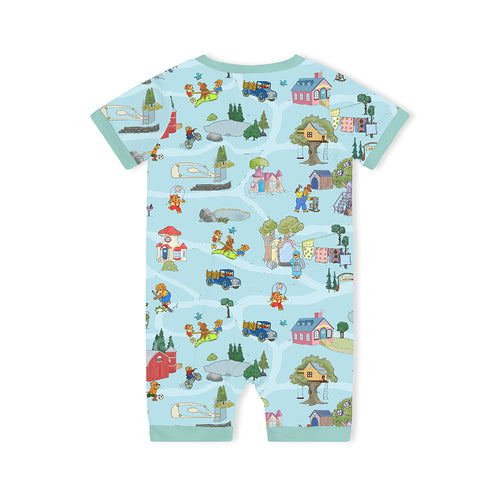 Bear Family Life Baby Bamboo Short Zipper Romper Pajamas