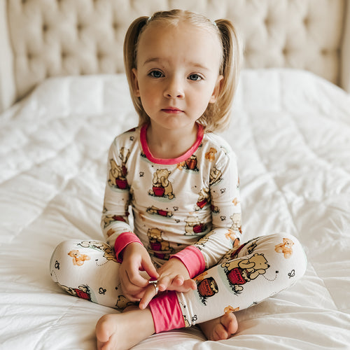 Cute Silly Bear Two-Piece Bamboo Viscose Pajama Set