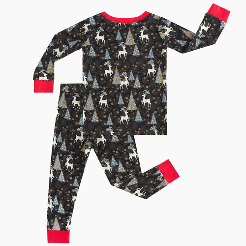 Christmas Tree Deer Kids Bamboo Red 2 Pieces Pajama Set