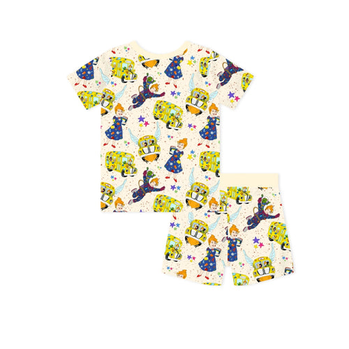 Magic Adventure School Bus Kids Bamboo Short Two-Piece Pajama Set