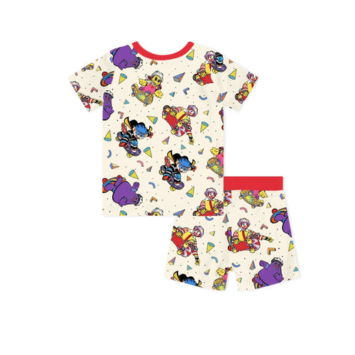 Hamburger Land Skateboard Kids Bamboo Short Two-Piece Pajama Set